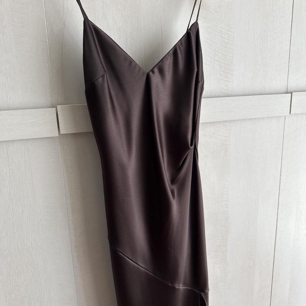 Allen Schwartz Dusty Purple Brown Slip Dress with Slit